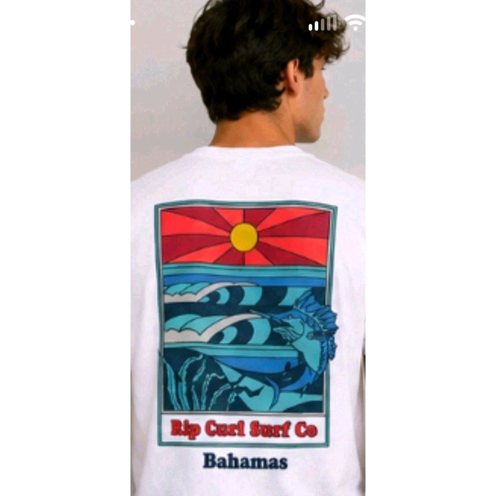Rip Curl Surf Trip  Bahamas Edition Small  T-Shirt  Relaxed Fit - White